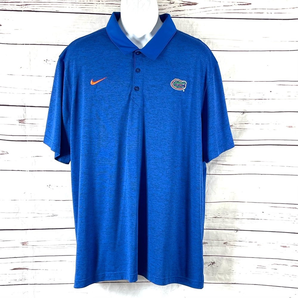 Nike Florida Gators Mens Polo Shirt Size 3XL Blue Dri Fit Short Sleeves.